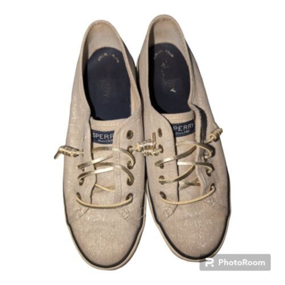 SPERRY Gold Crest Vibe Textile Sparkle Sneakers - Size8.5 M  Oat‎ Gold
